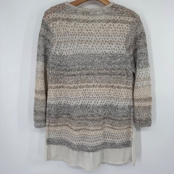 Chicos 2 Womens Knit sweater Layered Design Size large Beige Gray Cotton Blend - Picture 13 of 13